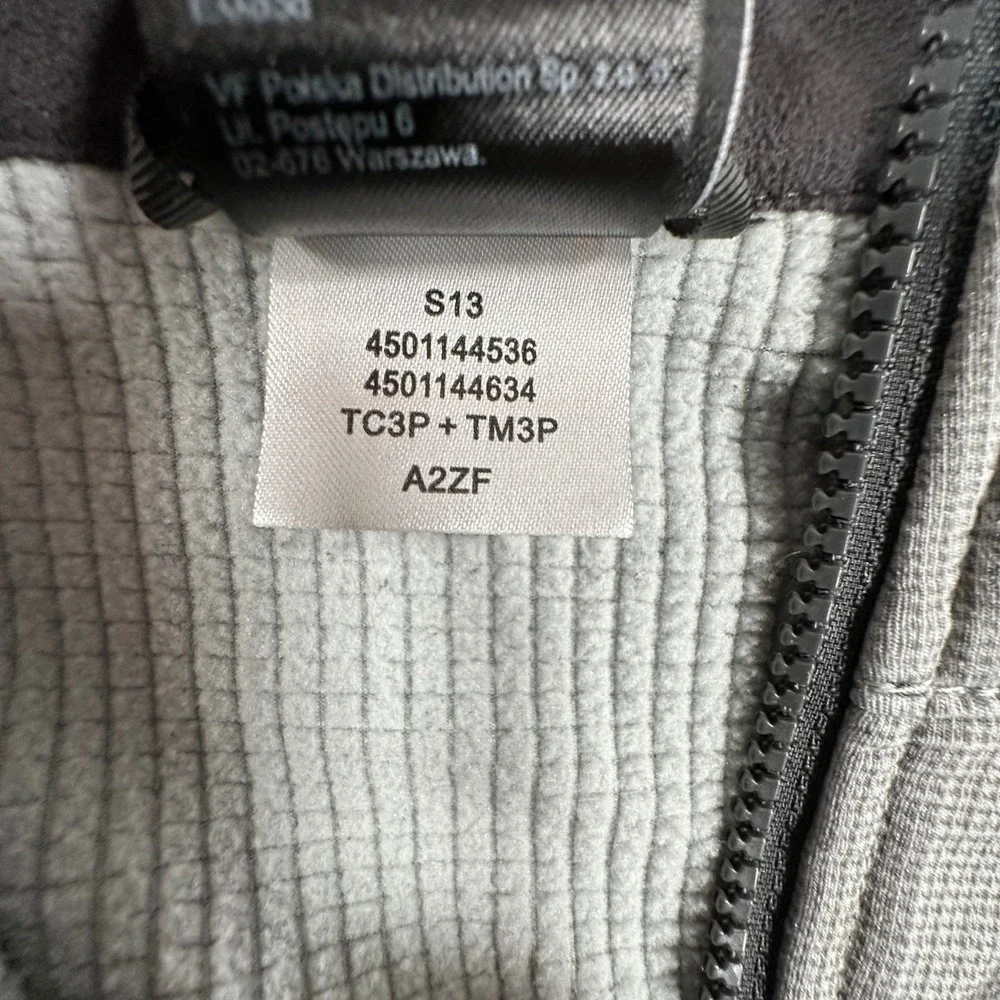 The North Face Waffle Knit Full-Zip Jacket Mens M Gray Black Thermal Fleece A2ZF